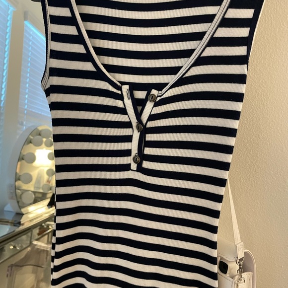 MAJOR CLOSET SALE. MORE ITEMS TO COME. Navy and white striped midi dress. - Picture 2 of 2